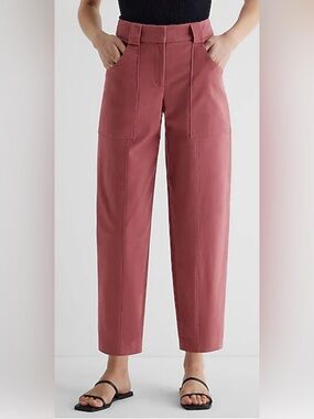 Express Dusty Rose Super High Waisted Cropped Utility Barrel Trouser Pant